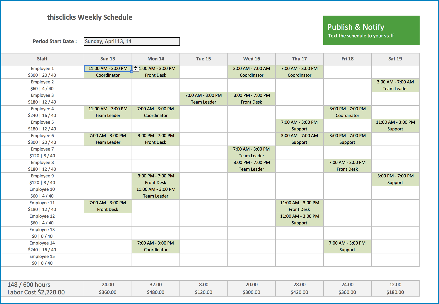  Free Printable Staff Schedule Template