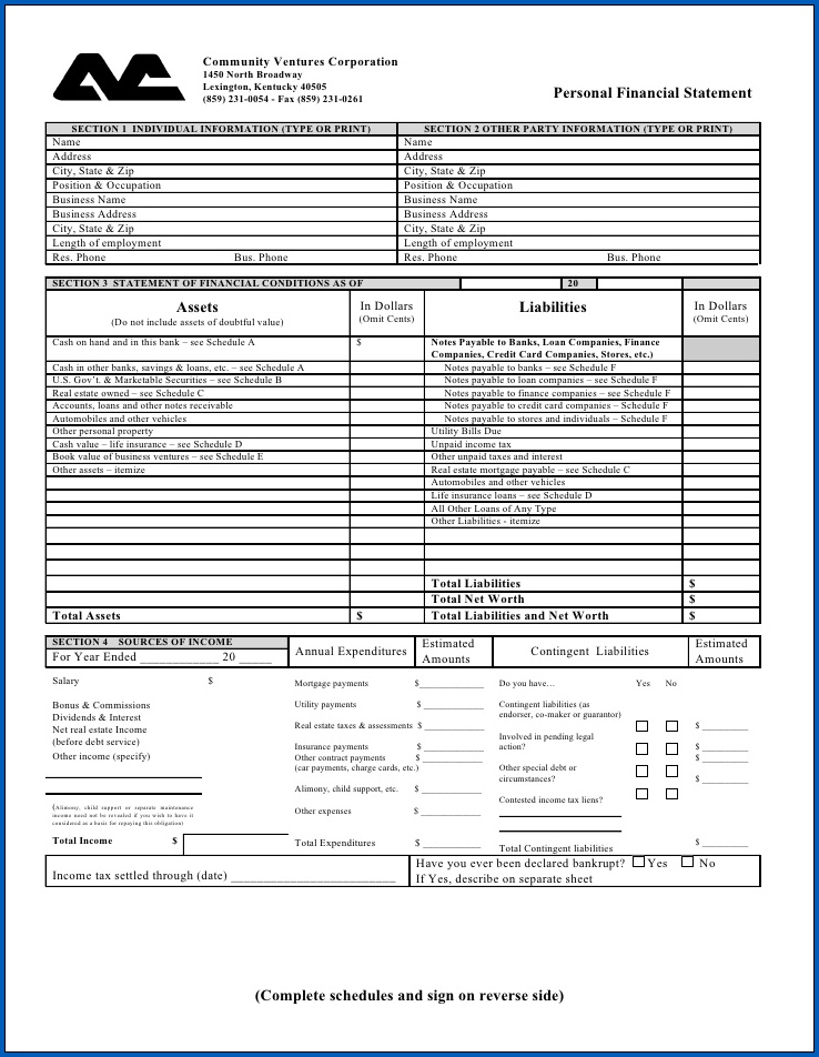 Sample of Financial Statement Template Word