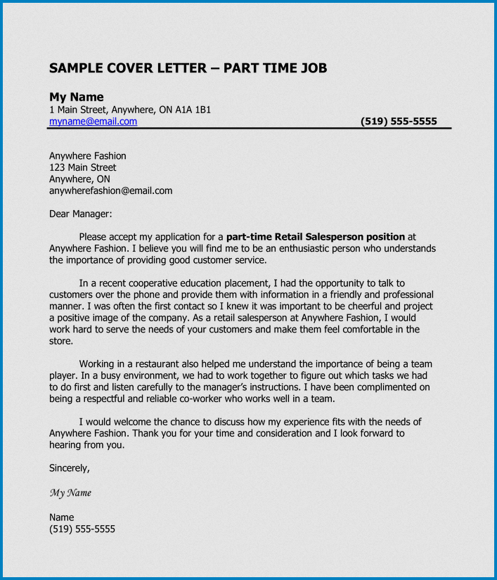 Sample of First Job Cover Letter Template