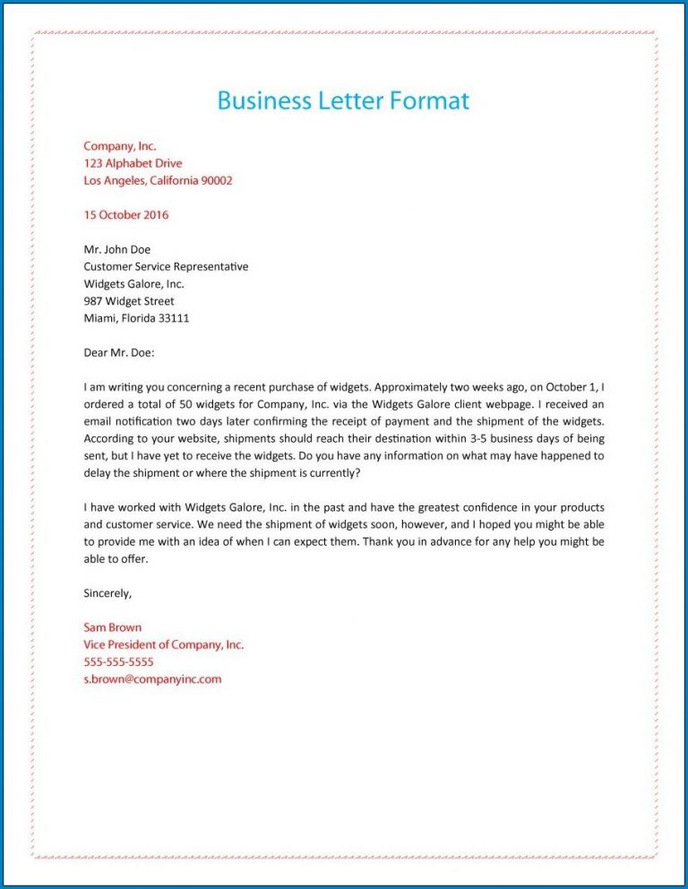 √ Free Printable Formal Business Letter Template