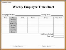 Sample of Free Printable Time Sheets PDF