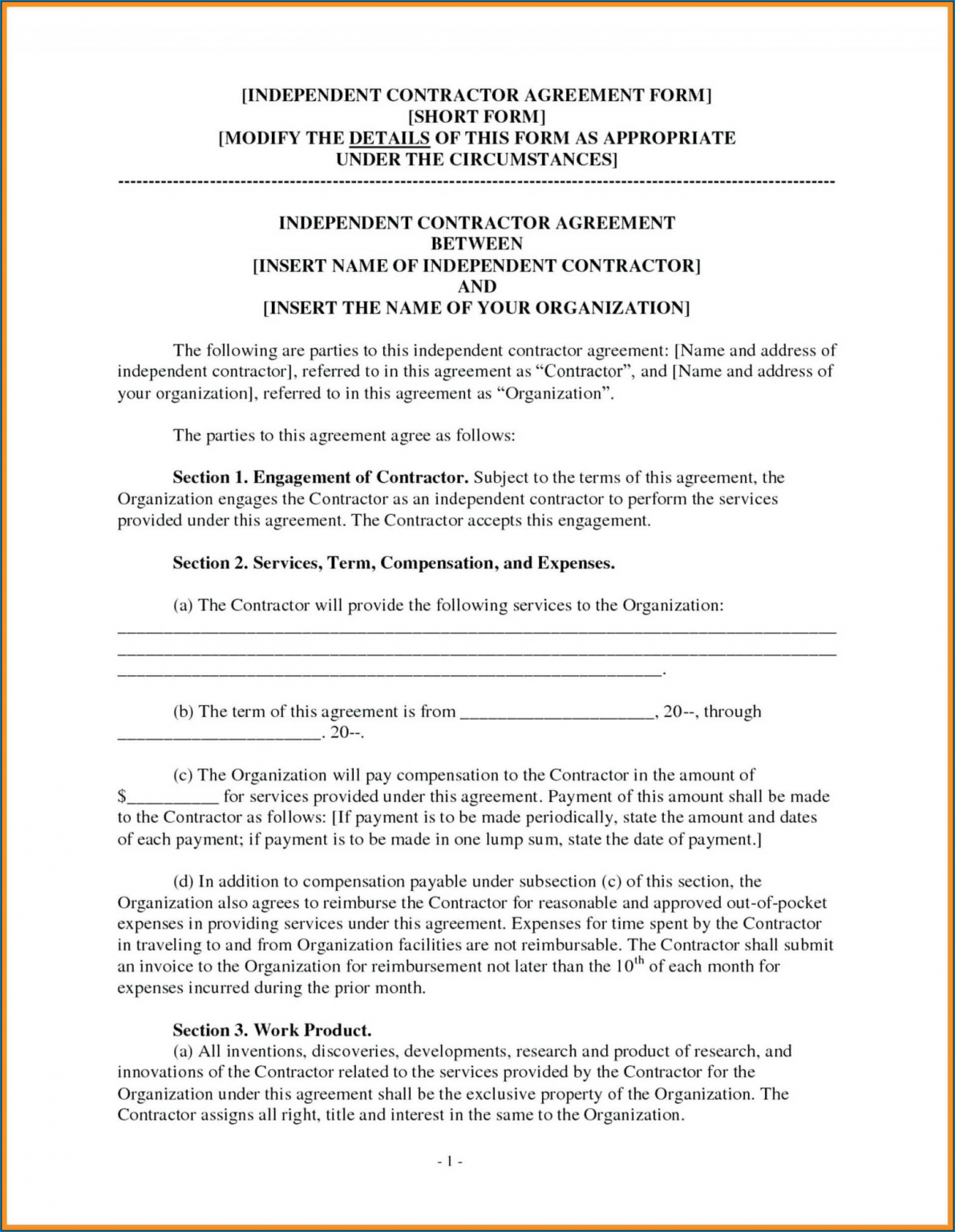 √ Free Printable General Contractor Agreement Template