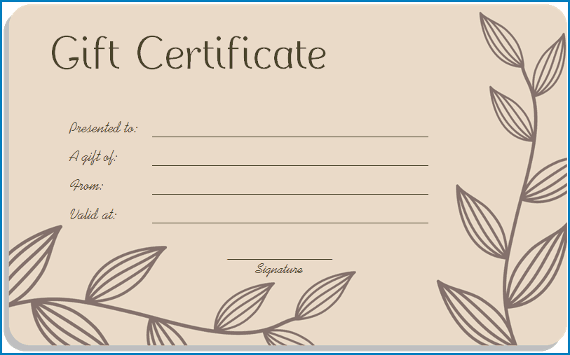 Sample of Gift Certificate Template