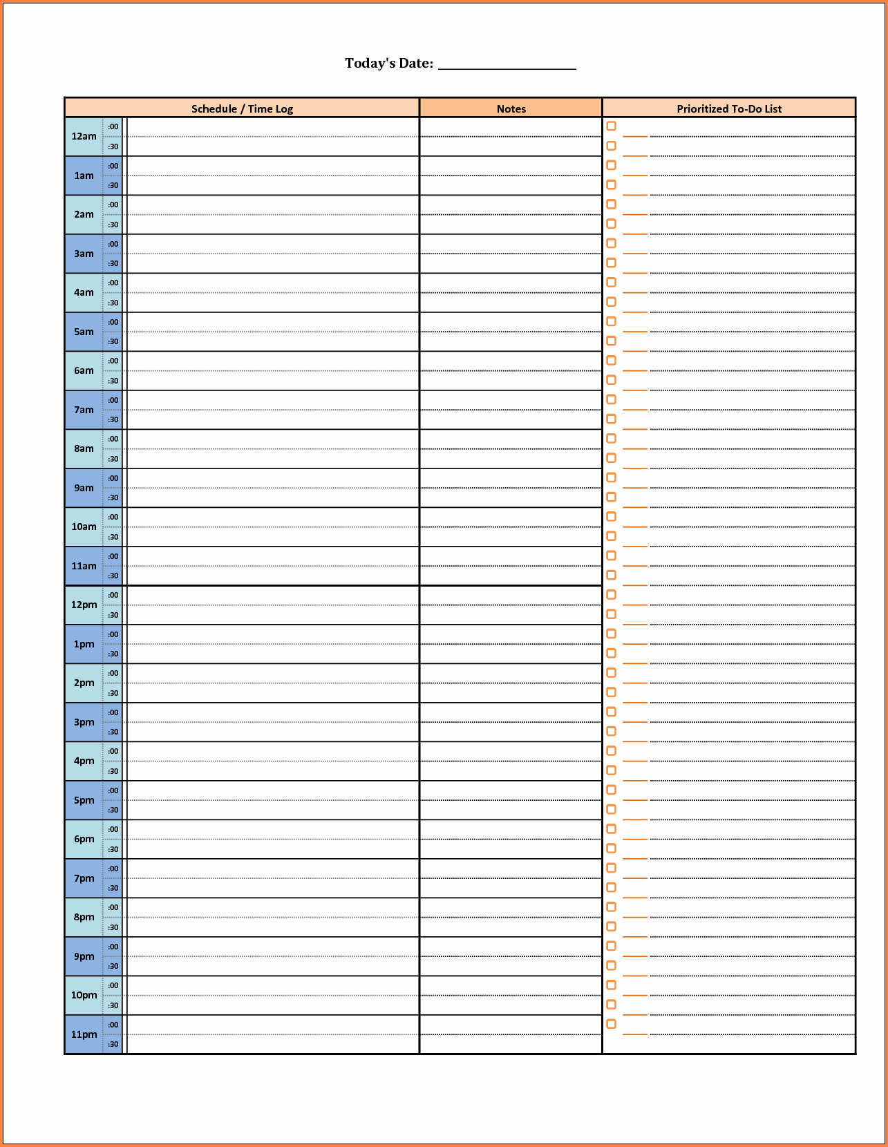 √ Free 4+ Samples of Hourly Planner Printable | Templateral