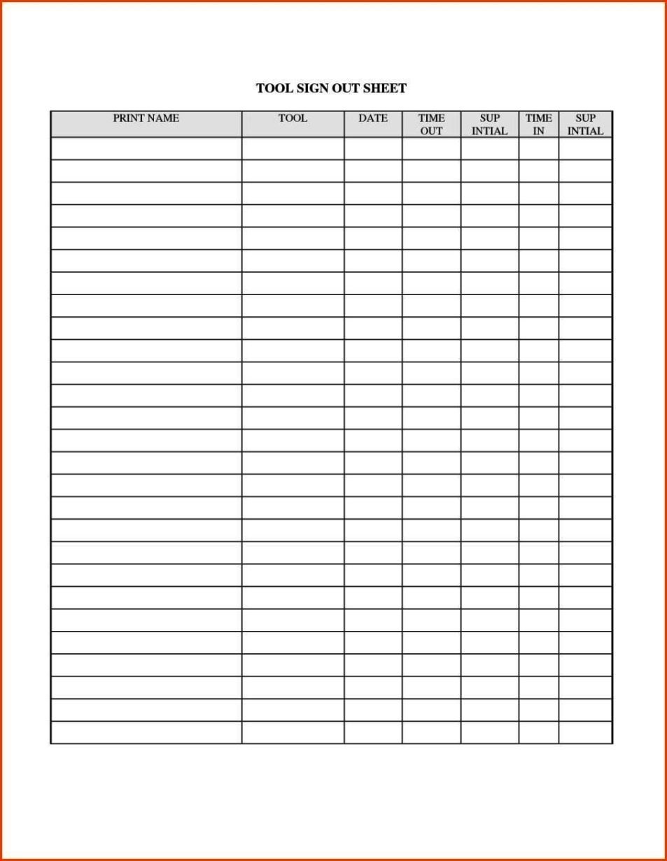 Inventory Sign Out Sheet Template