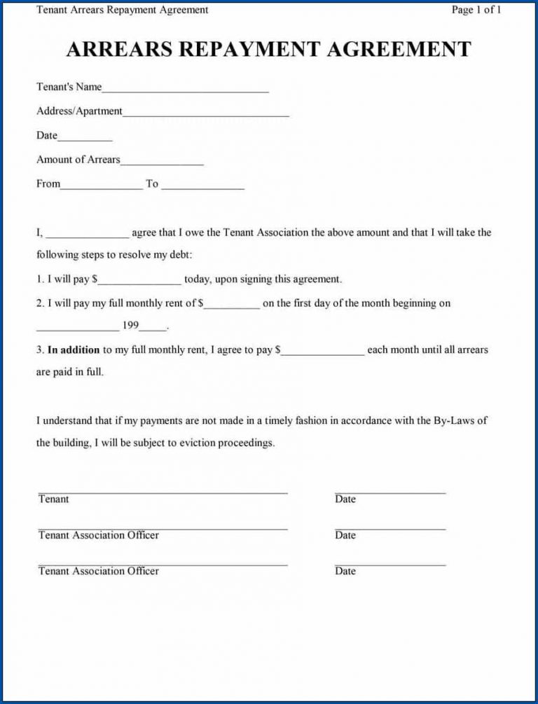 √ Free Printable Loan Repayment Contract Template