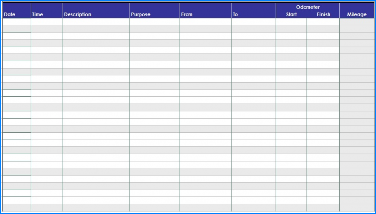 √ Free Printable Mileage Log Template