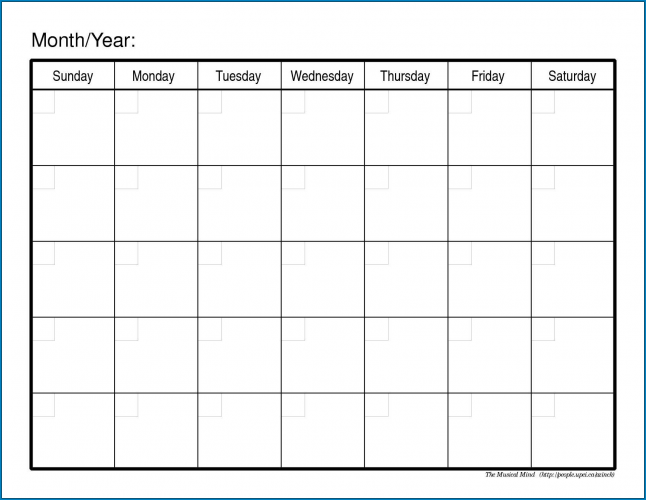 √ Free Printable Monthly Calendar Template