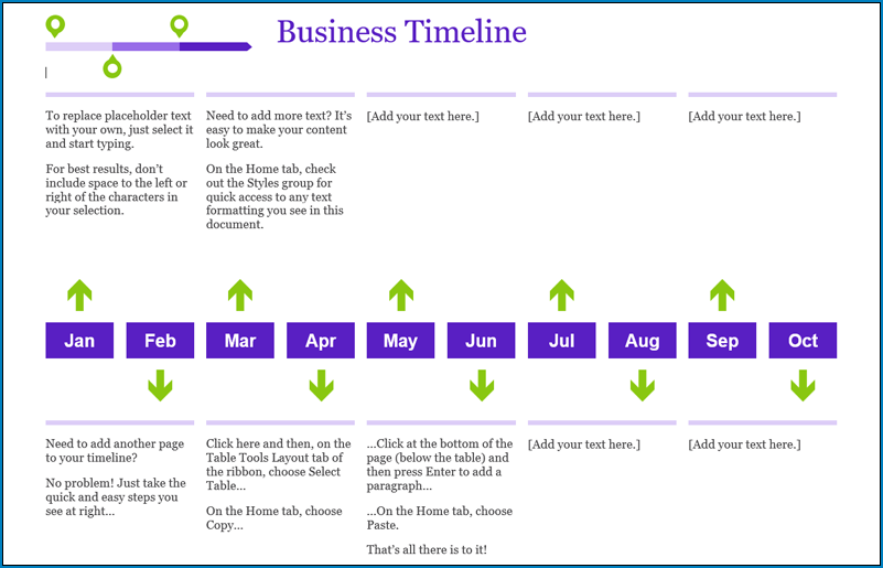 Sample of Monthly Timeline Template