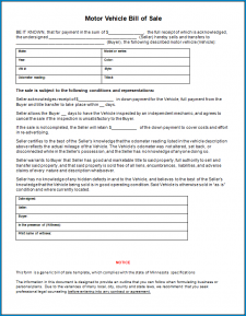 √ Free Printable Motor Vehicle Bill Of Sale Template