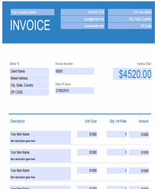 Sample of Moving Company Receipt Template