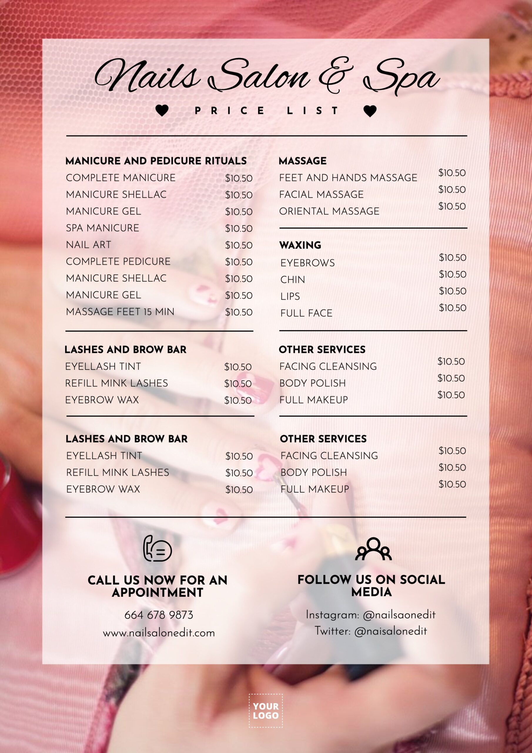 Sample of Nail Salon Price List Template