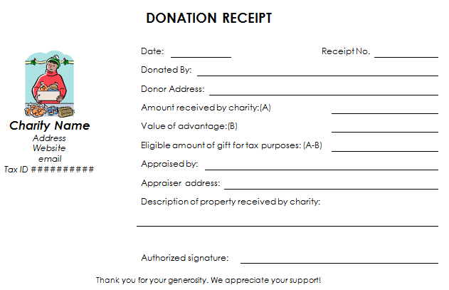 Sample of Non profit Organization Receipt Template