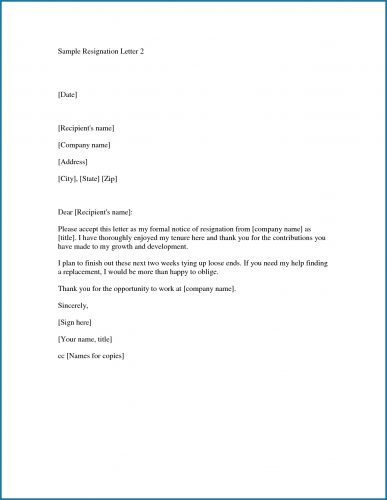 √ Free Printable Official Letter Of Resignation Template