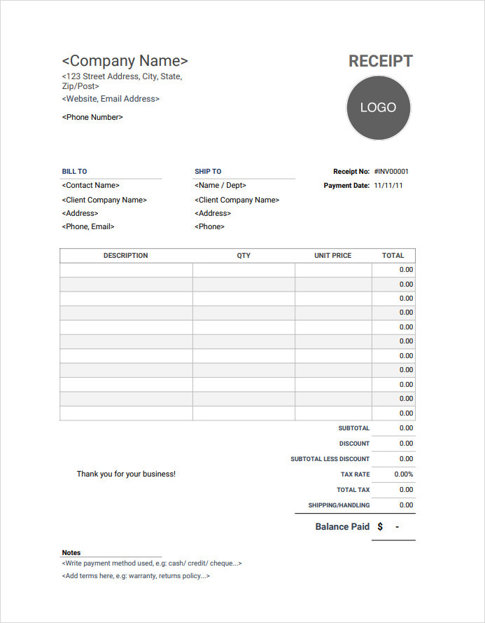 Sample of Pawn Shop Receipt Template