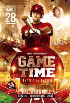 Sample of Printable Baseball Match Flyer Template