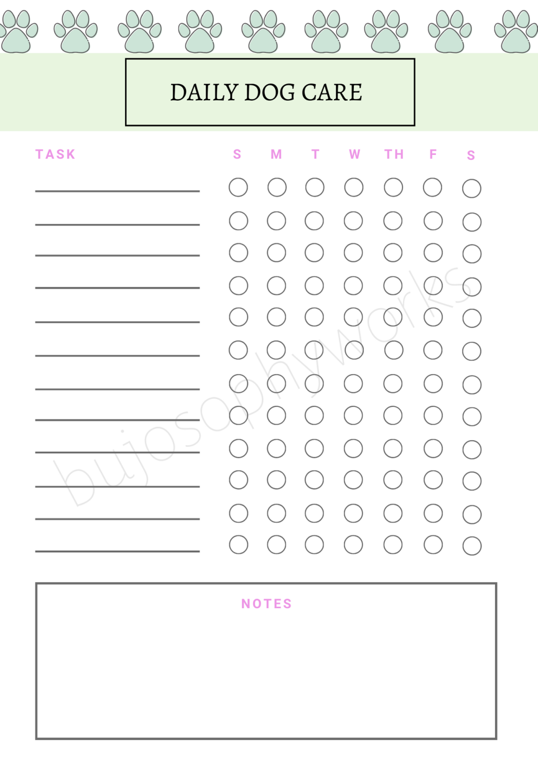 Sample Of Printable Daily Dog Care Checklist Template | Templateral