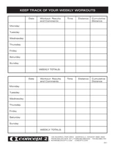 Sample of Printable Fitness Schedule Template