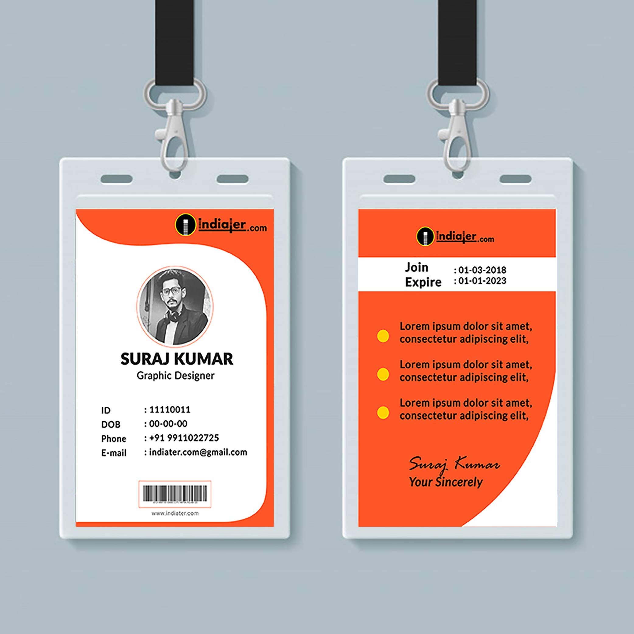 Sample of Printable Identity ID Card Template