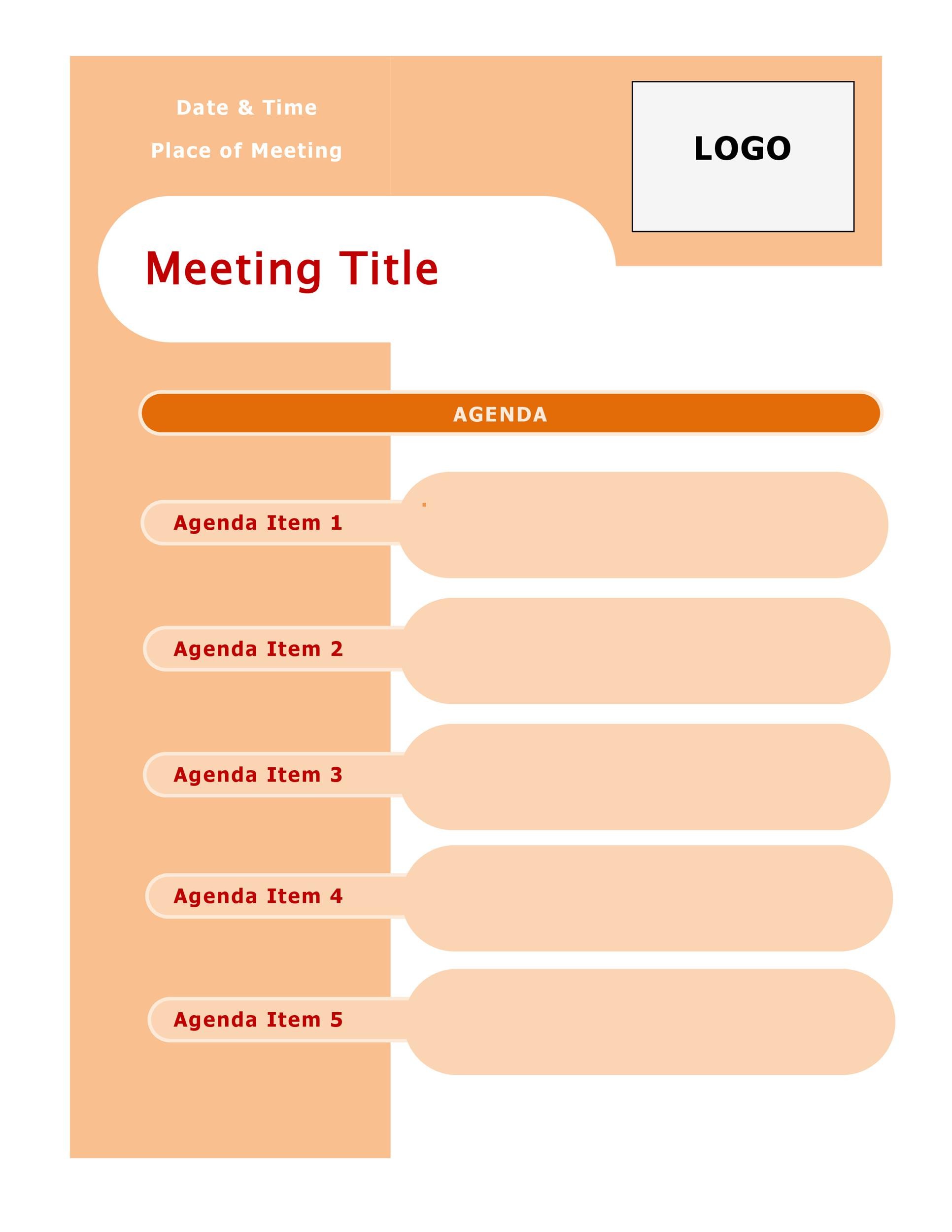 Sample of Printable Meeting Agenda Template