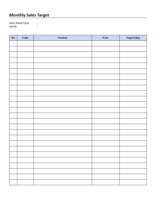 Sample of Printable Monthly Sales Target Template