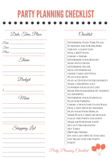 Sample of Printable Party Planning Checklist Template | Templateral