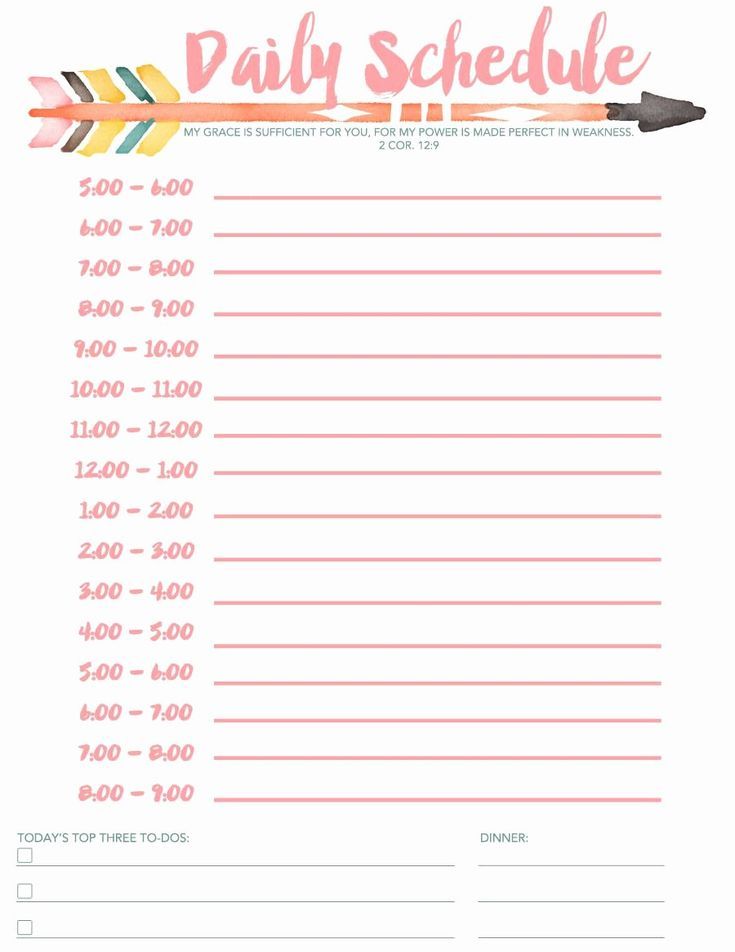 Sample of Printable School Daily Schedule Template