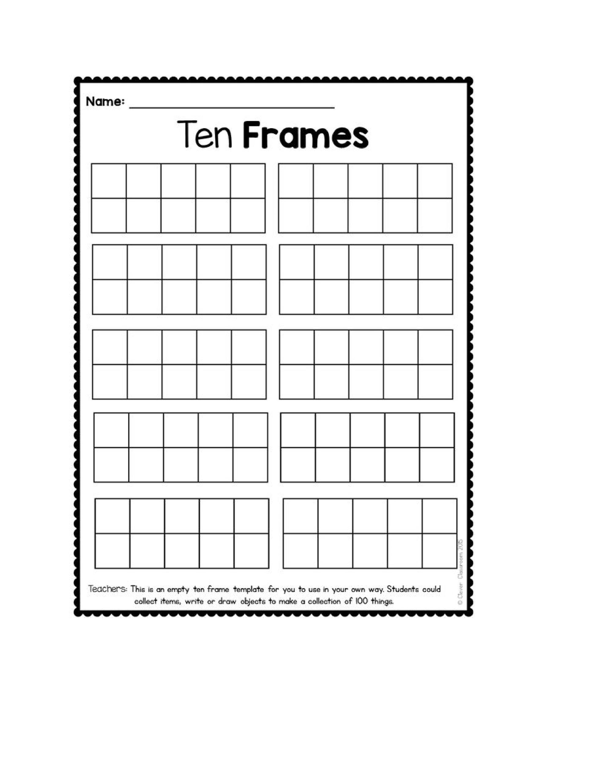 Sample of Printable Ten Frame Template