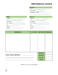 Sample of Printable Tree Removal Estimate Template