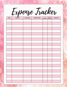 Sample of Printable Trip Expenses Tracker Template