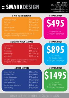 Sample of Printable Web Design Price List Template