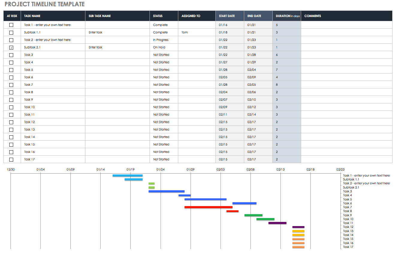 Sample of Project Budget Timeline Template