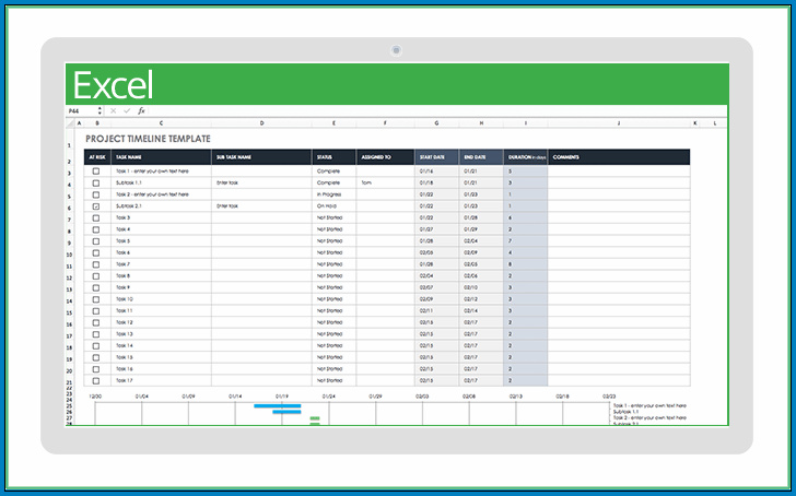 Sample of Project Timeline Template Excel