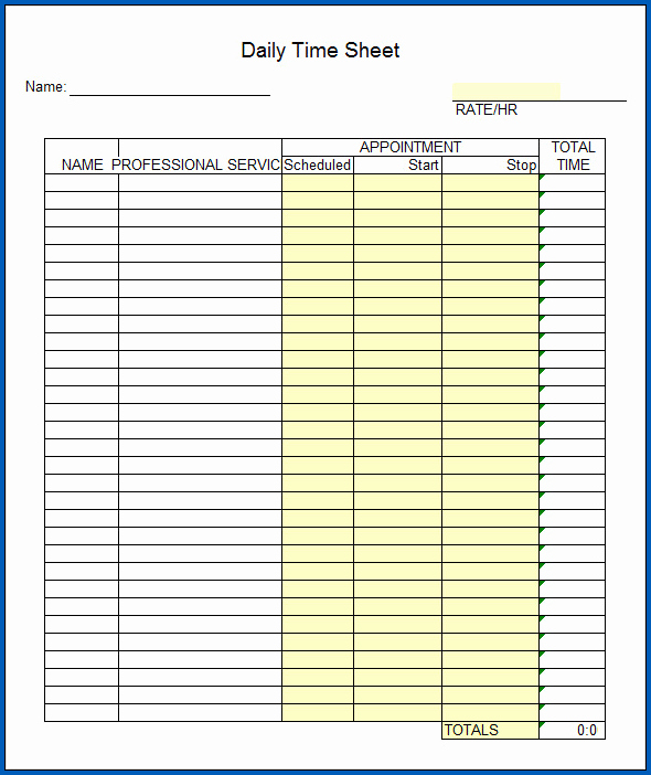 Sample of Project Timesheet Template Excel