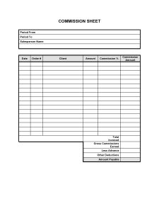 Sample of Property Agent Sales Commission Log Template