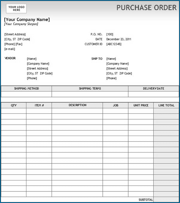 √ Free Printable Purchase Order Form