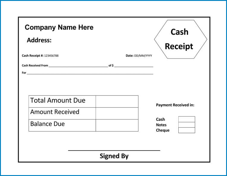 Sample of Receipt Template Word