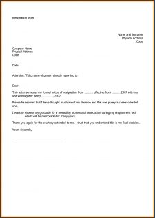 Sample of Resignation Letter For Job