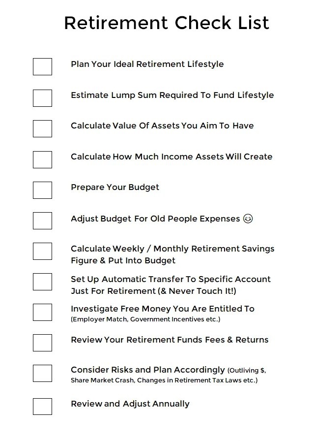 Sample of Retirement Planning Checklist Template