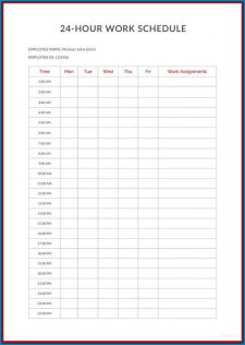 √ Free Editable Schedule Template Hourly