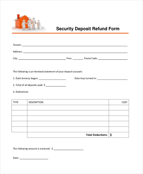 Sample of Security Deposit Refund Receipt Template