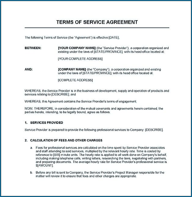 Sample of Service Agreement Template