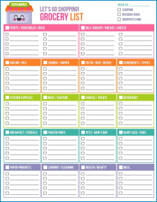 √ Free Printable Shopping List Template