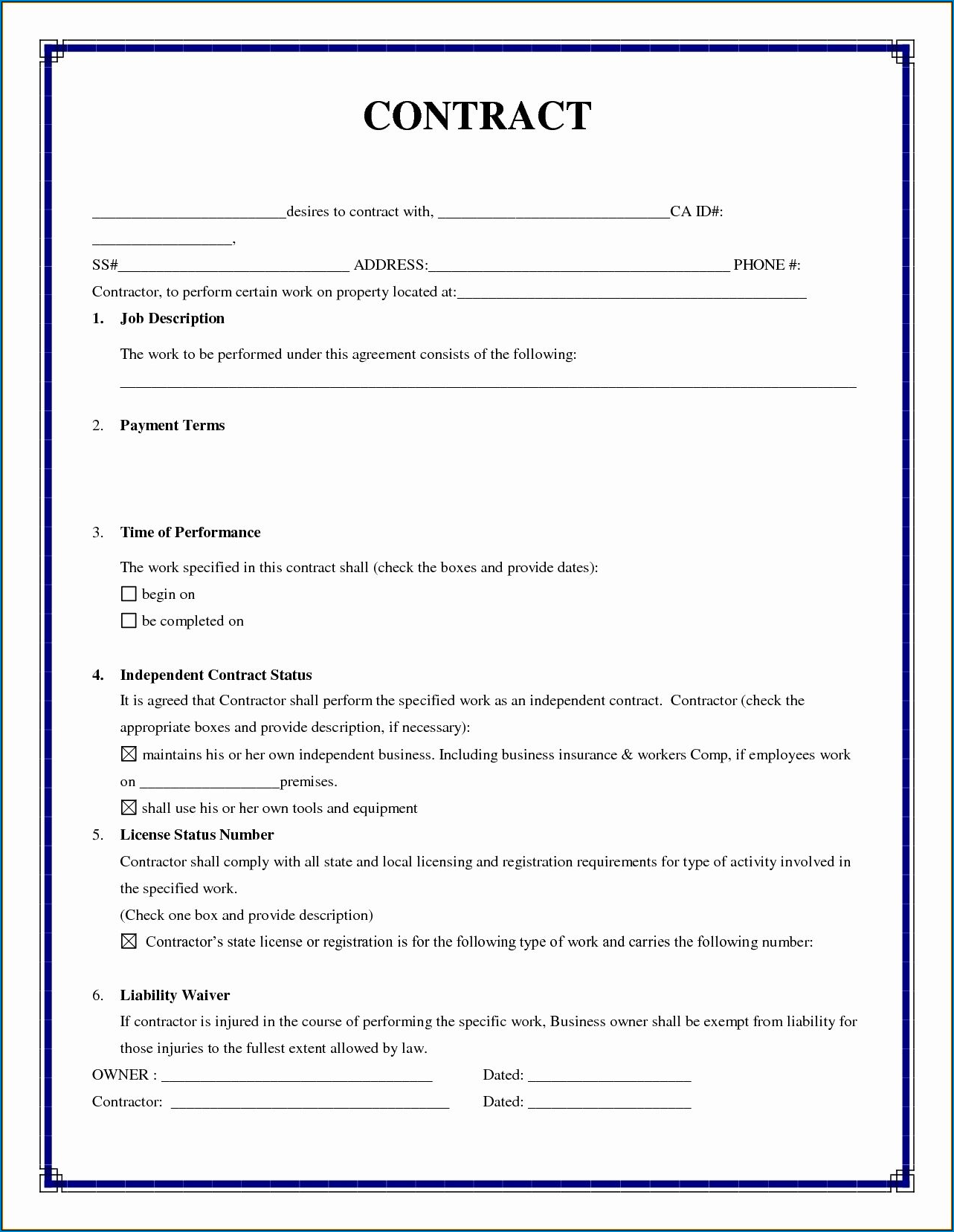  Free Printable Simple Agreement Template