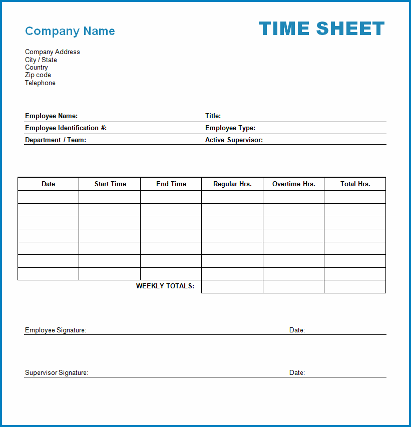 √ Free Printable Simple Timesheet Template