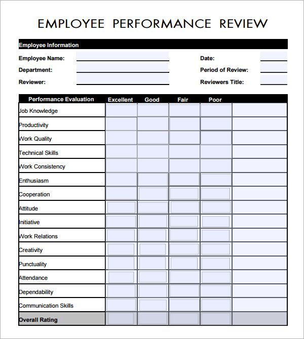 Sample of Staff Evaluation Form