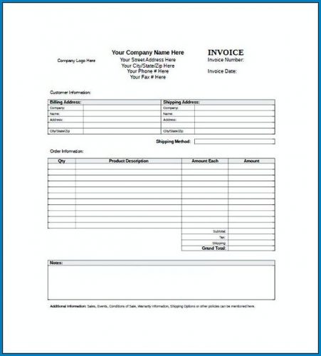 √ Free Printable Standard Invoice Template