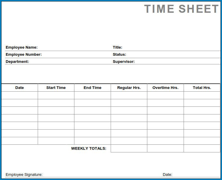 Sample of Timesheet Template PDF