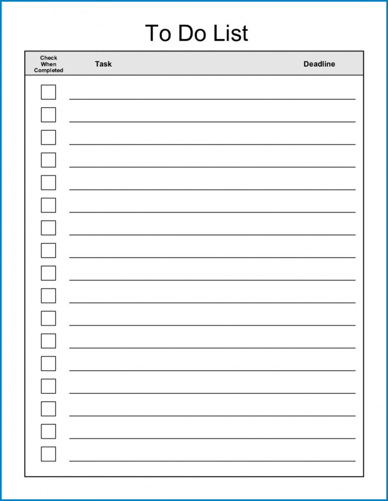 √ Free Printable To Do List Template Word