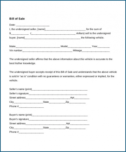 √ Free Printable Vehicle Bill Of Sale Template | Templateral